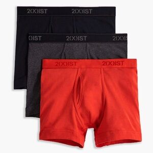 2xist Men's 3-Pack Essential Cotton Stretch Boxer Briefs - Red/Gray/Black